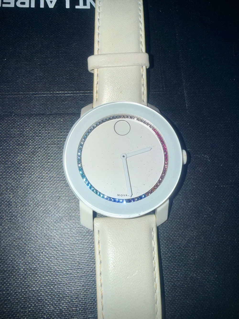 Movado Bold Swiss Quartz White Leather Strap Wristwatch, White Dial, Unisex - Picture 3 of 8